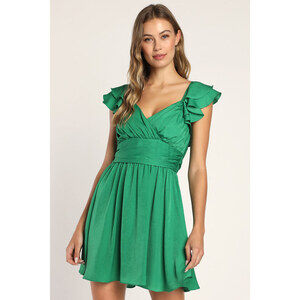 NWT Lulus Daytime Darling Green Ruffled Mini Dress - Size M